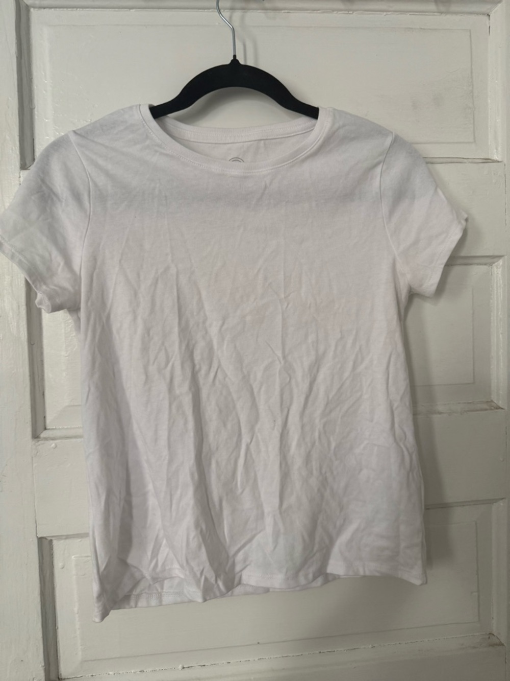 wonder nation White Crewneck Tee with Black Neckband